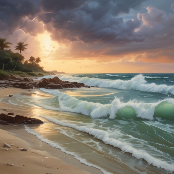 Sunset Beach Print - Picture 1 of 1